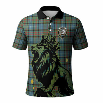 Brisbane Tartan Family Crest Polo Shirt Crowned Lion Roaring