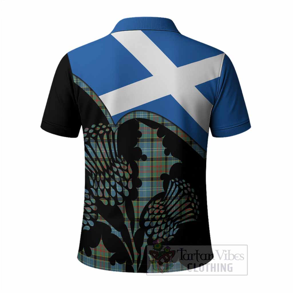 Brisbane Tartan Family Crest Polo Shirt Scotland Thistle Floral Flag Style