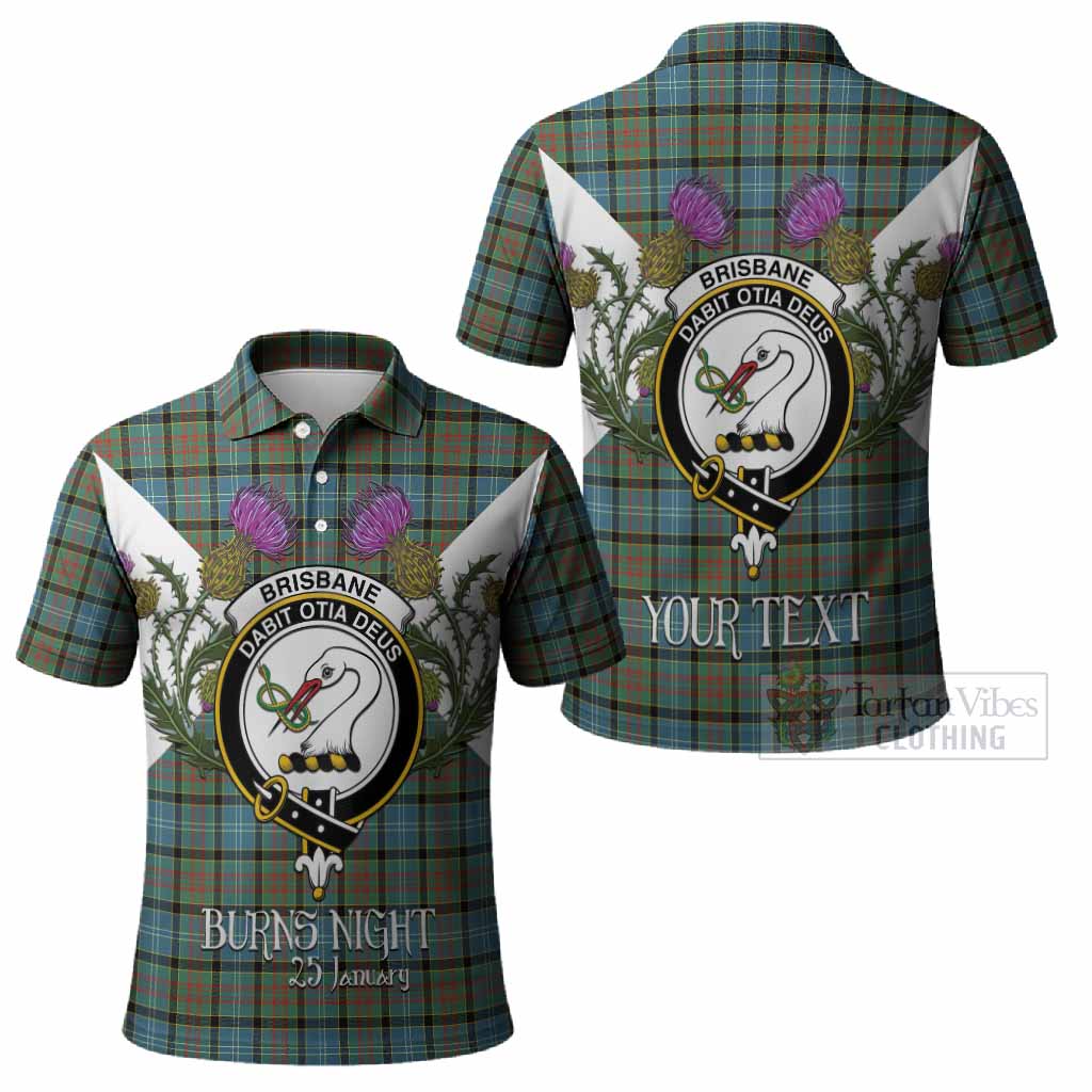 Brisbane Tartan Family Crest Polo Shirt Scottish Burns Night Thistle Floral