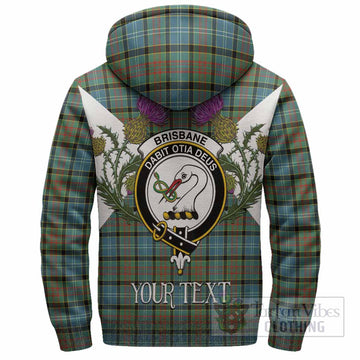 Brisbane Tartan Family Crest Sherpa Hoodie Scottish Burns Night Thistle Floral