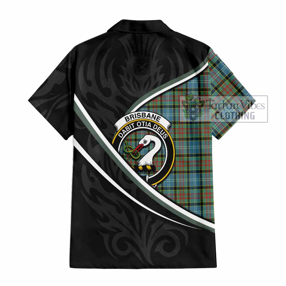 Brisbane Tartan Family Crest Short Sleeve Button Shirt Celtic Scottish Thistle Floral - Tartan Vibes Clothing