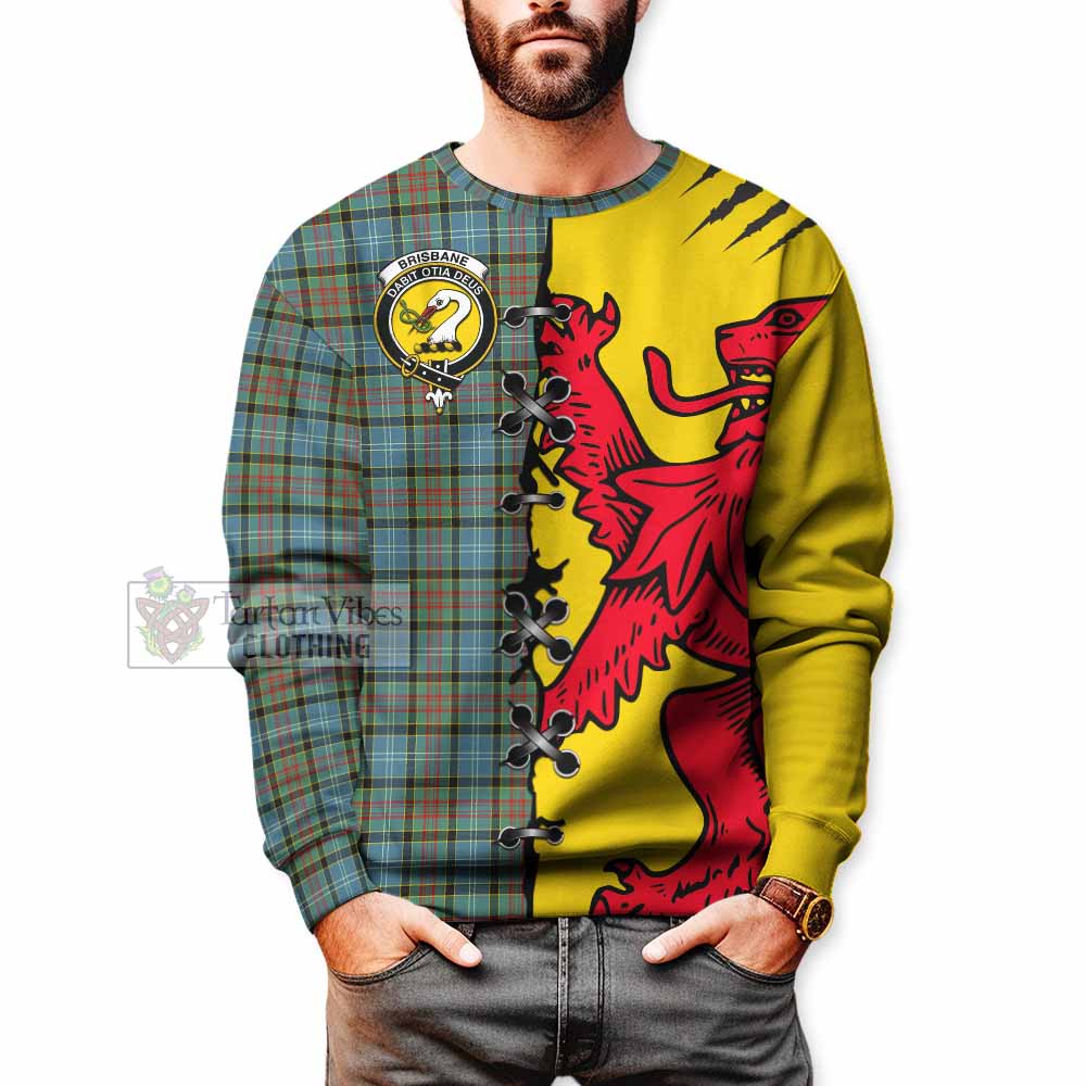 Brisbane Tartan Family Crest Sweatshirt Lion Rampant Honor - Tartan Vibes Clothing