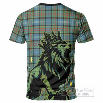 Brisbane Tartan Family Crest T-Shirt Crowned Lion Roaring