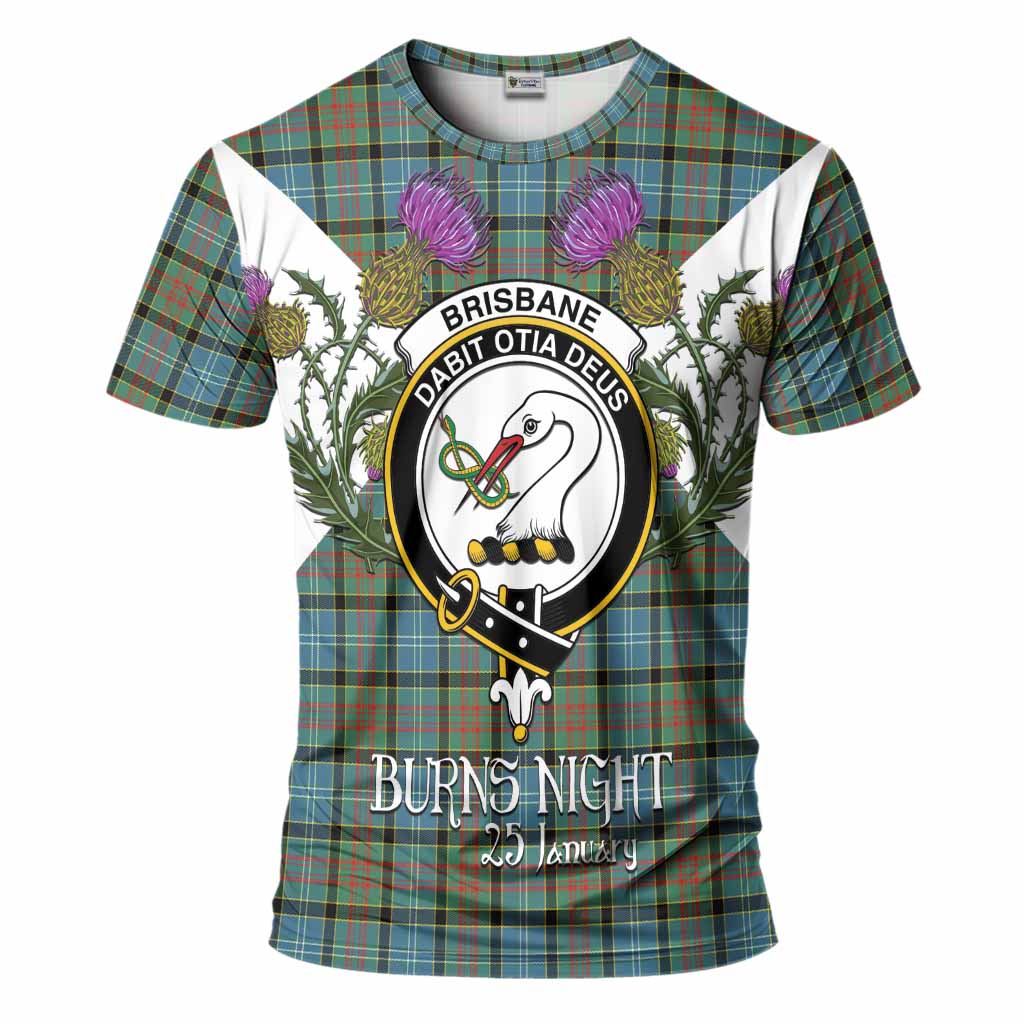 Brisbane Tartan Family Crest T-Shirt Scottish Burns Night Thistle Floral