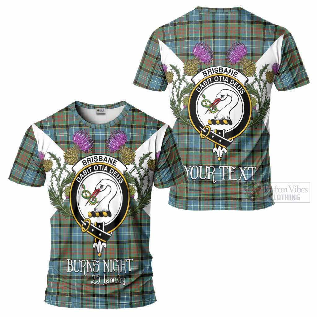 Brisbane Tartan Family Crest T-Shirt Scottish Burns Night Thistle Floral