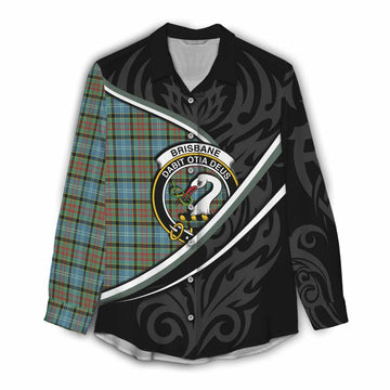 Brisbane Tartan Family Crest Women Casual Shirt Celtic Scottish Thistle Floral