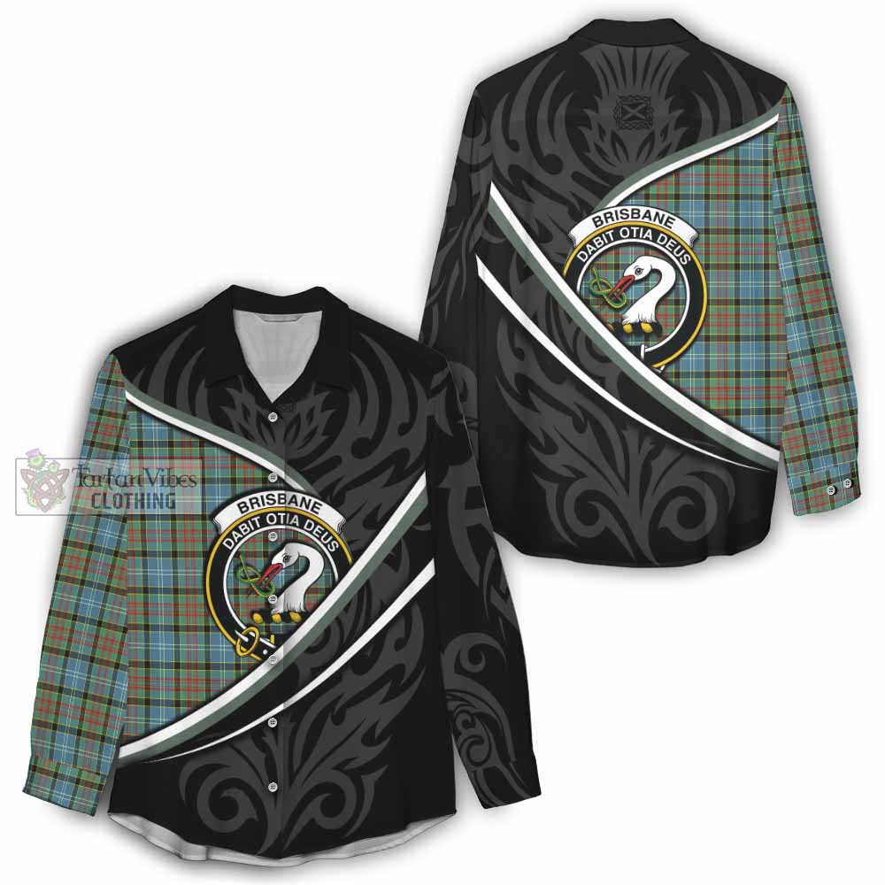 Brisbane Tartan Family Crest Women Casual Shirt Celtic Scottish Thistle Floral - Tartan Vibes Clothing