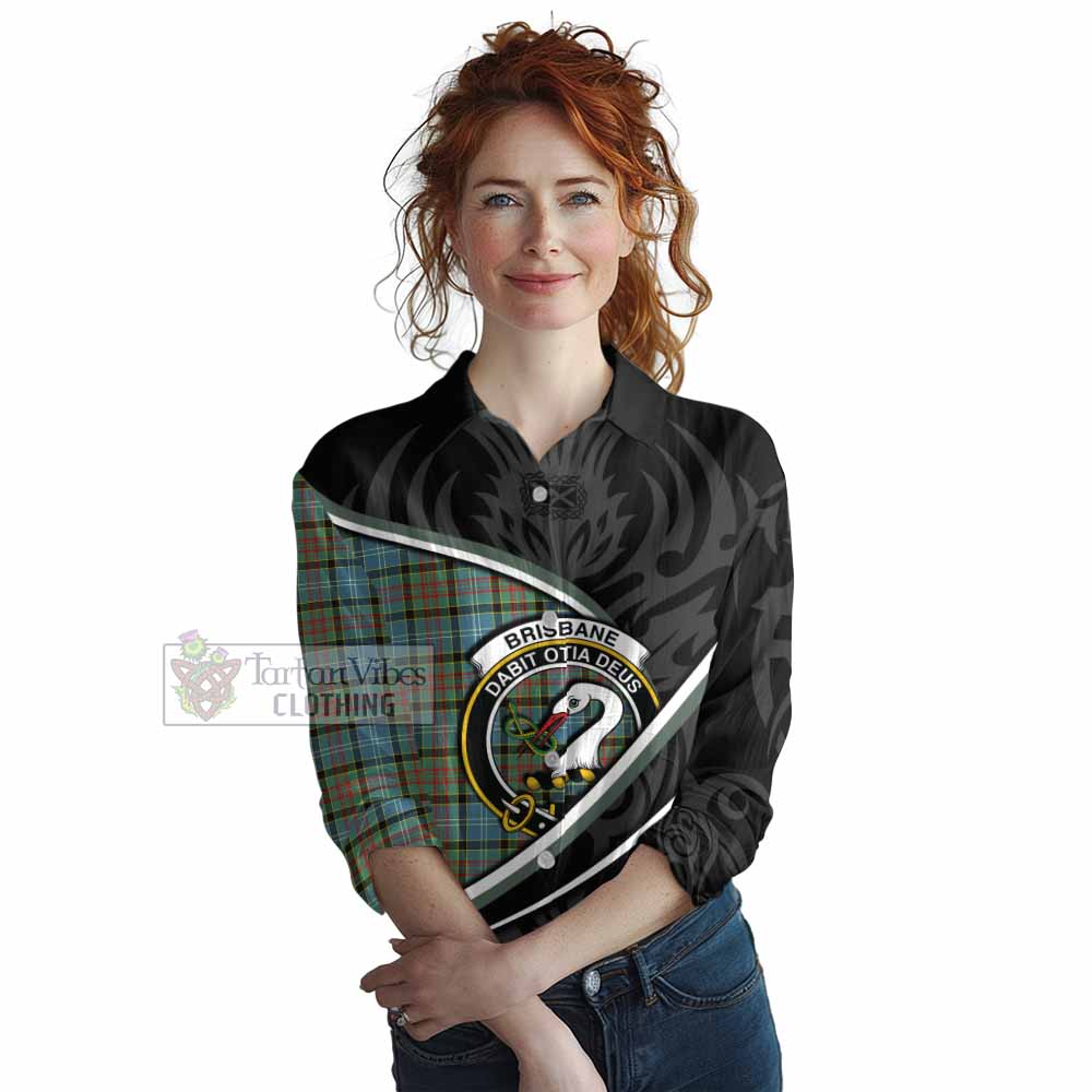 Brisbane Tartan Family Crest Women Casual Shirt Celtic Scottish Thistle Floral - Tartan Vibes Clothing