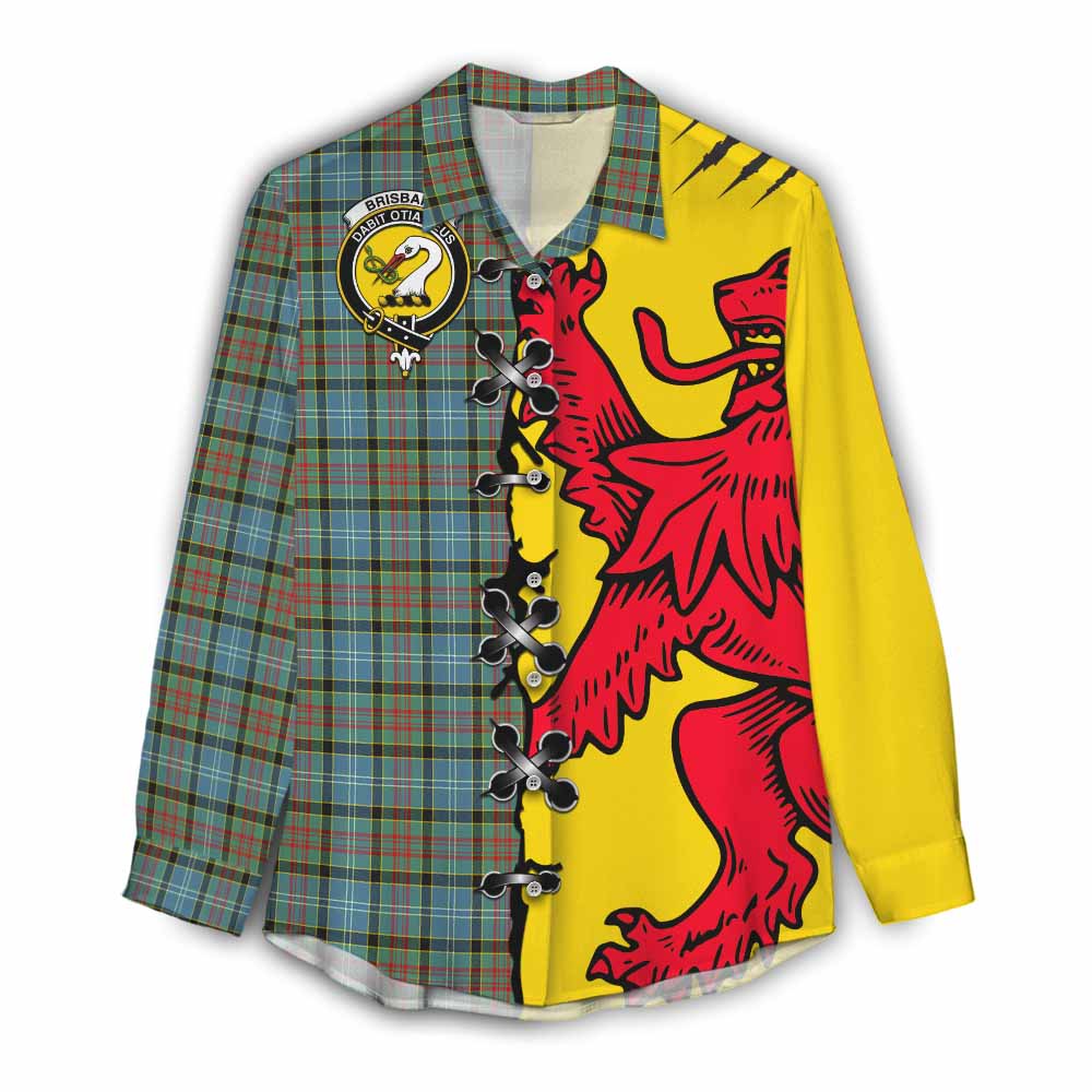 Brisbane Tartan Family Crest Women Casual Shirt Lion Rampant Honor - Tartan Vibes Clothing
