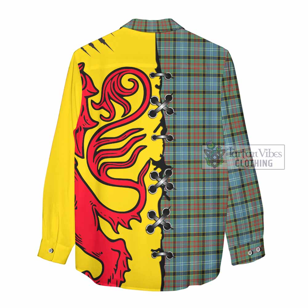 Brisbane Tartan Family Crest Women Casual Shirt Lion Rampant Honor - Tartan Vibes Clothing