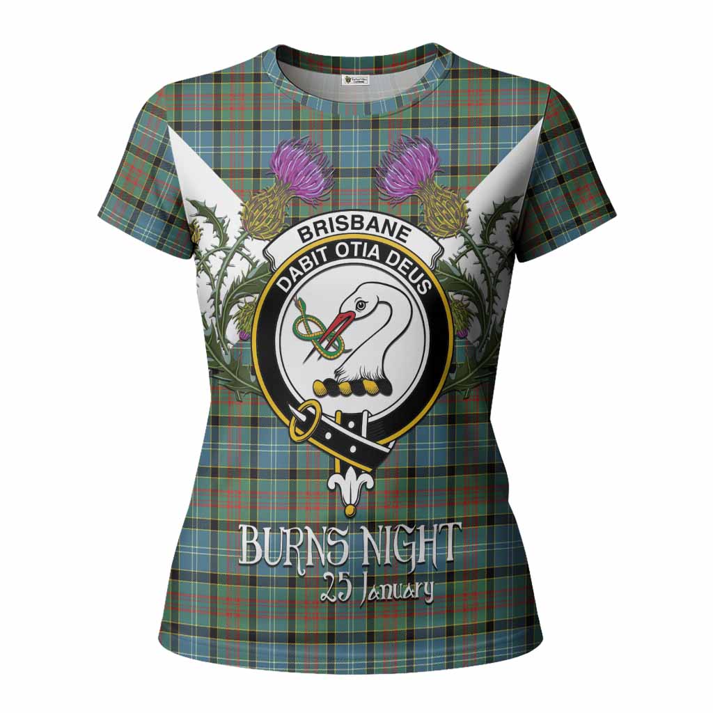 Brisbane Tartan Family Crest Women T shirt Scottish Burns Night Thistle Floral