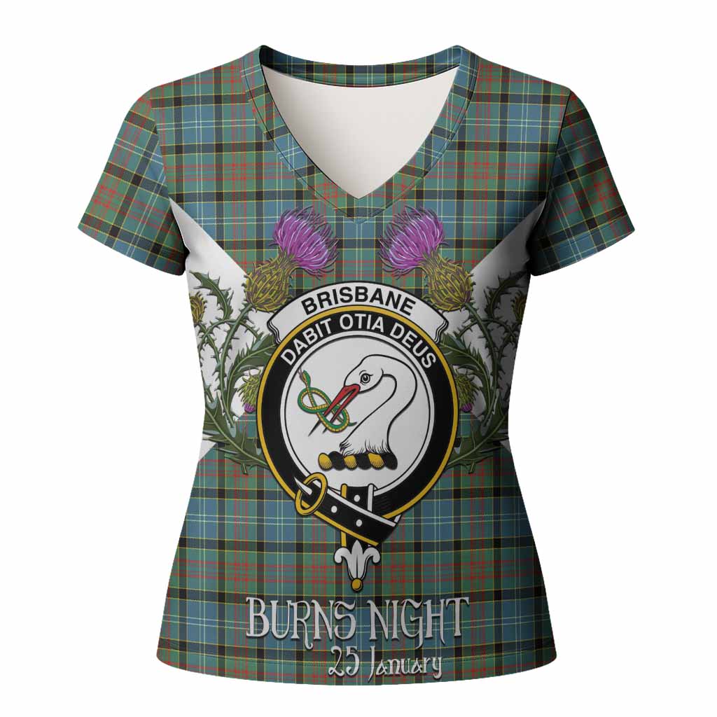 Brisbane Tartan Family Crest Women T shirt Scottish Burns Night Thistle Floral