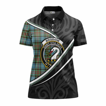 Brisbane Tartan Family Crest Women's Polo Shirt Celtic Scottish Thistle Floral