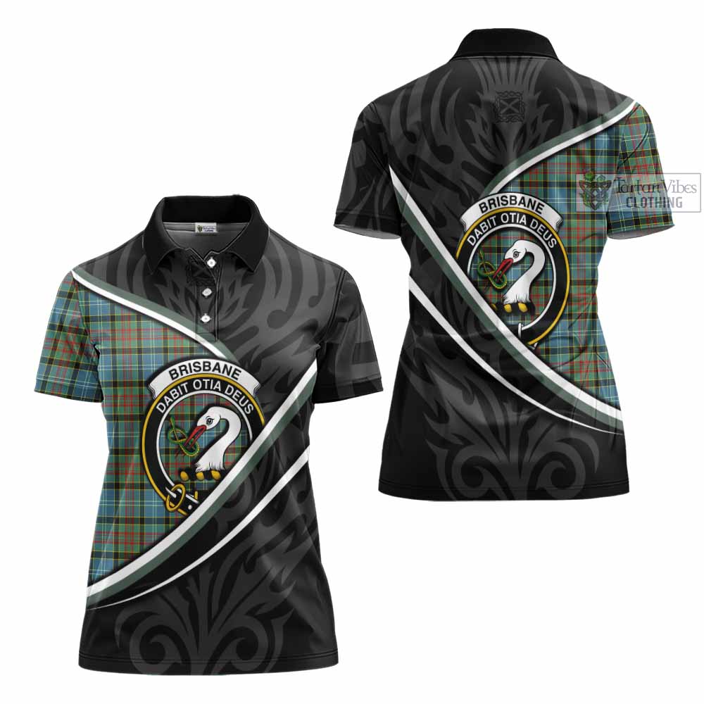 Brisbane Tartan Family Crest Women's Polo Shirt Celtic Scottish Thistle Floral - Tartan Vibes Clothing