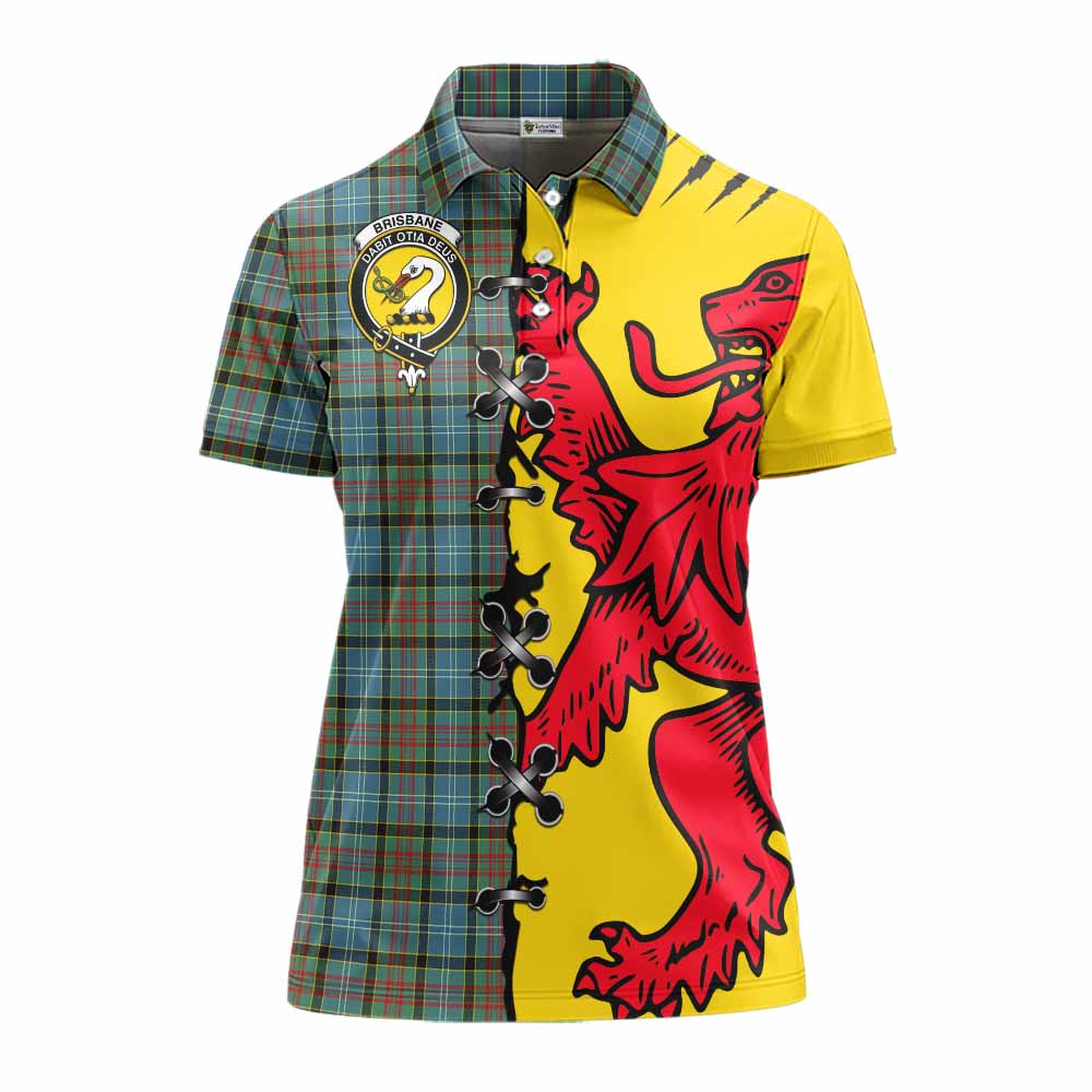 Brisbane Tartan Family Crest Women's Polo Shirt Lion Rampant Honor - Tartan Vibes Clothing