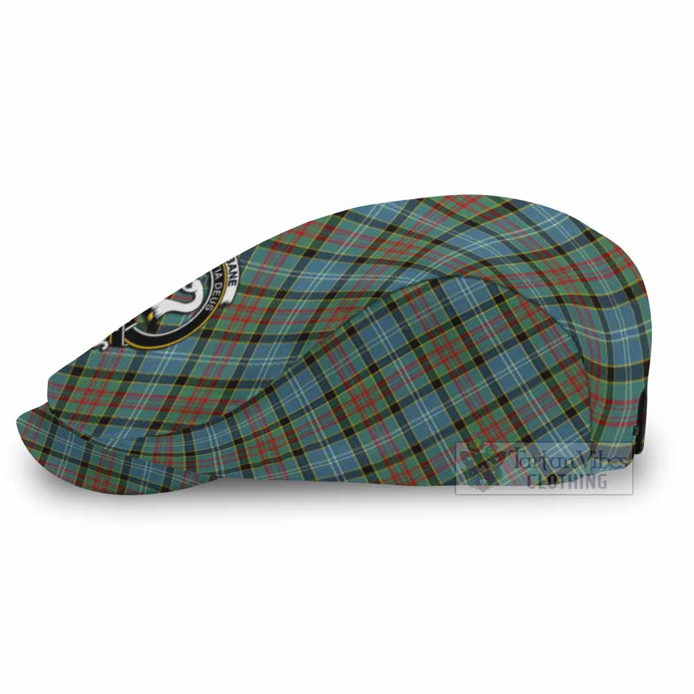 Brisbane Tartan Flat Cap, Jeff Cap Cross Style with Family Crest - Tartan Vibes Clothing