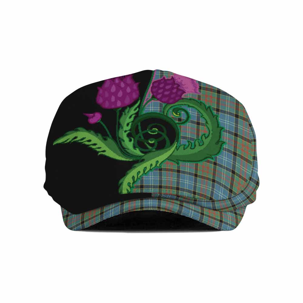 Brisbane Tartan Flat Cap, Jeff Cap Traditional Scottish Thistle