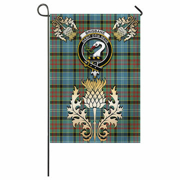 Brisbane Tartan Garden Flag with Golden Regal Scottish Thistle Emblem - Tartan Vibes Clothing