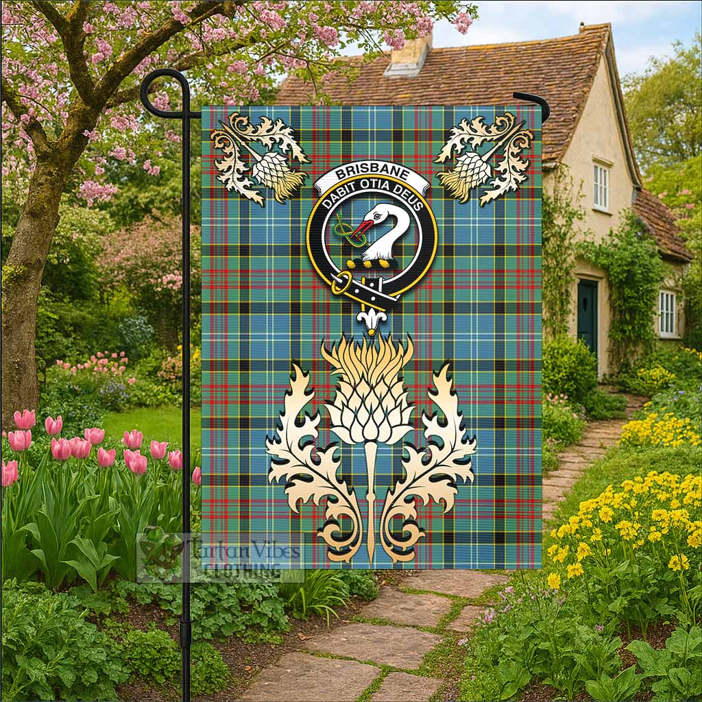 Brisbane Tartan Garden Flag with Golden Regal Scottish Thistle Emblem - Tartan Vibes Clothing