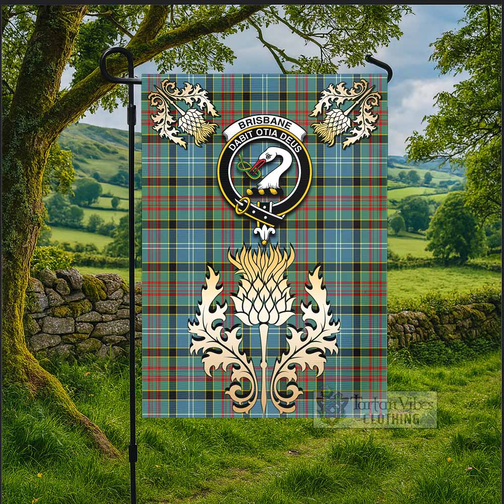 Brisbane Tartan Garden Flag with Golden Regal Scottish Thistle Emblem - Tartan Vibes Clothing