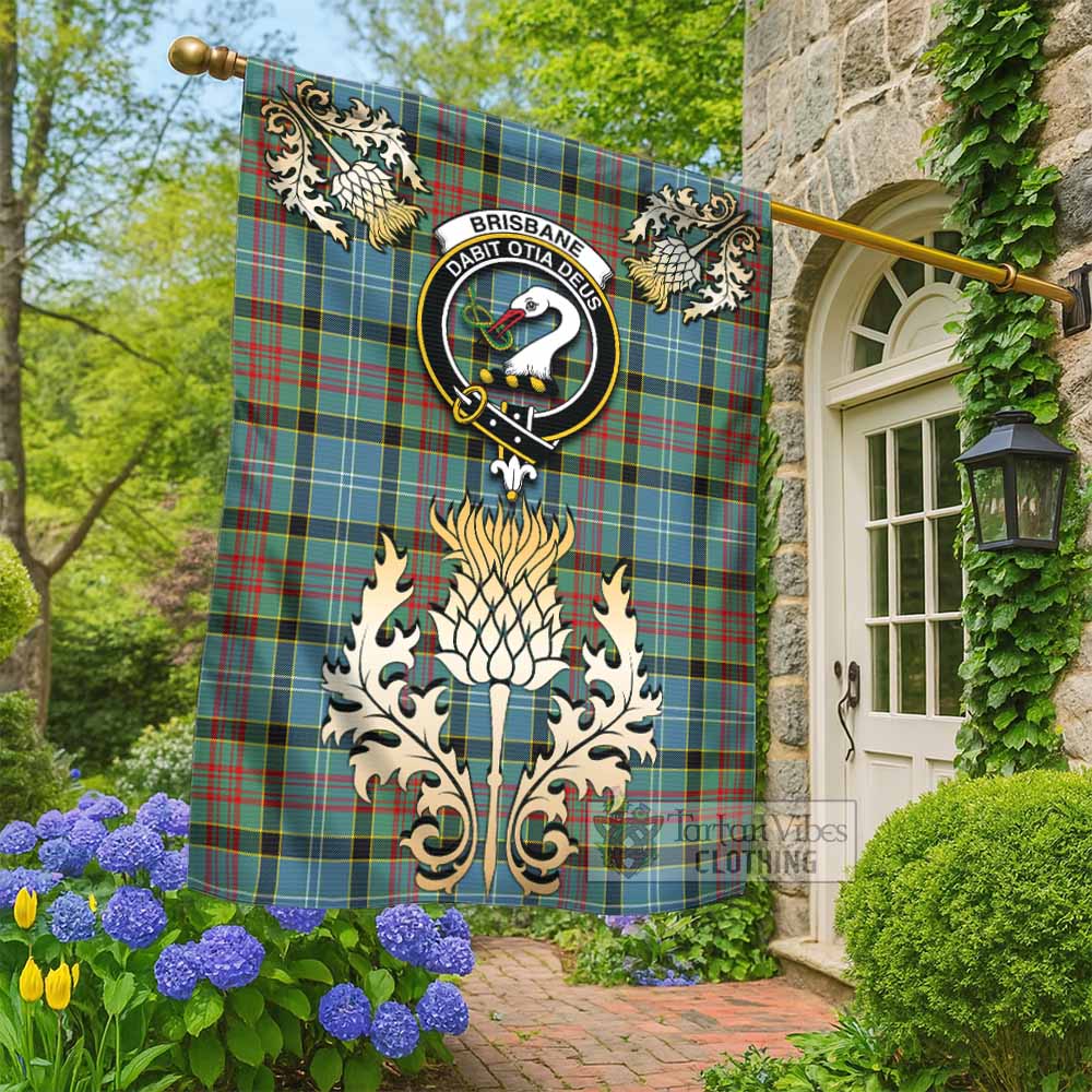 Brisbane Tartan Garden Flag with Golden Regal Scottish Thistle Emblem - Tartan Vibes Clothing