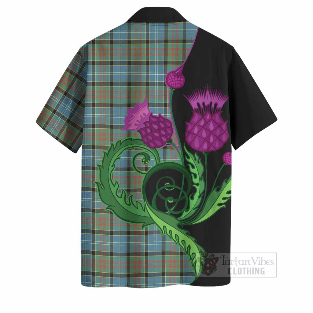 Brisbane Tartan Hawaiian Shirt Traditional Scottish Thistle