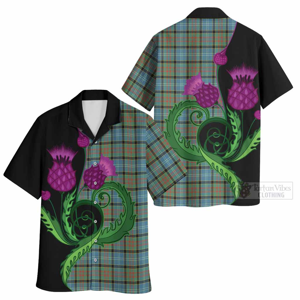 Brisbane Tartan Hawaiian Shirt Traditional Scottish Thistle