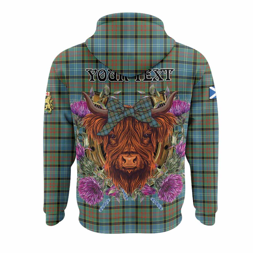 Brisbane Tartan Hoodie Scottish Thistle Heilan Coo