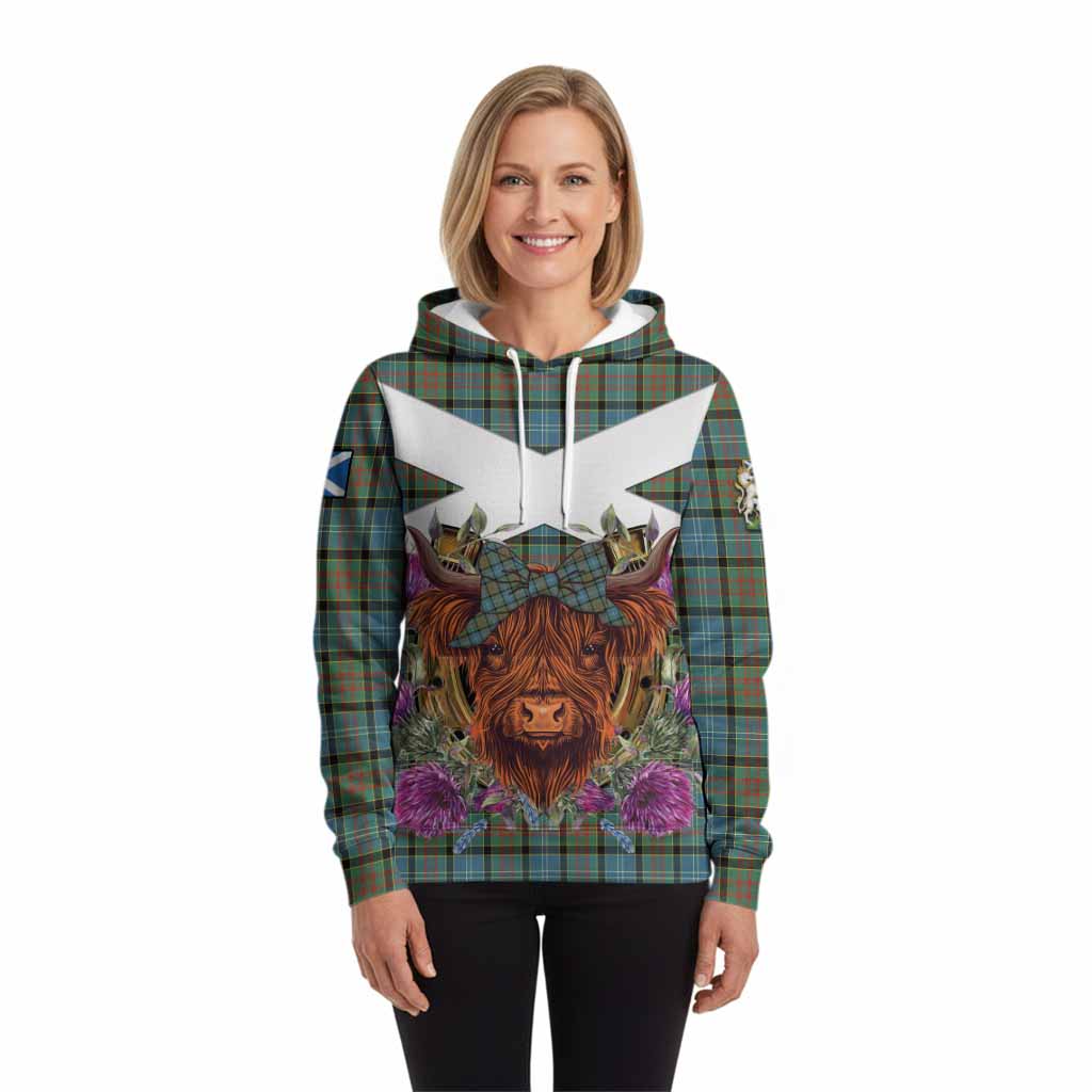Brisbane Tartan Hoodie Scottish Thistle Heilan Coo