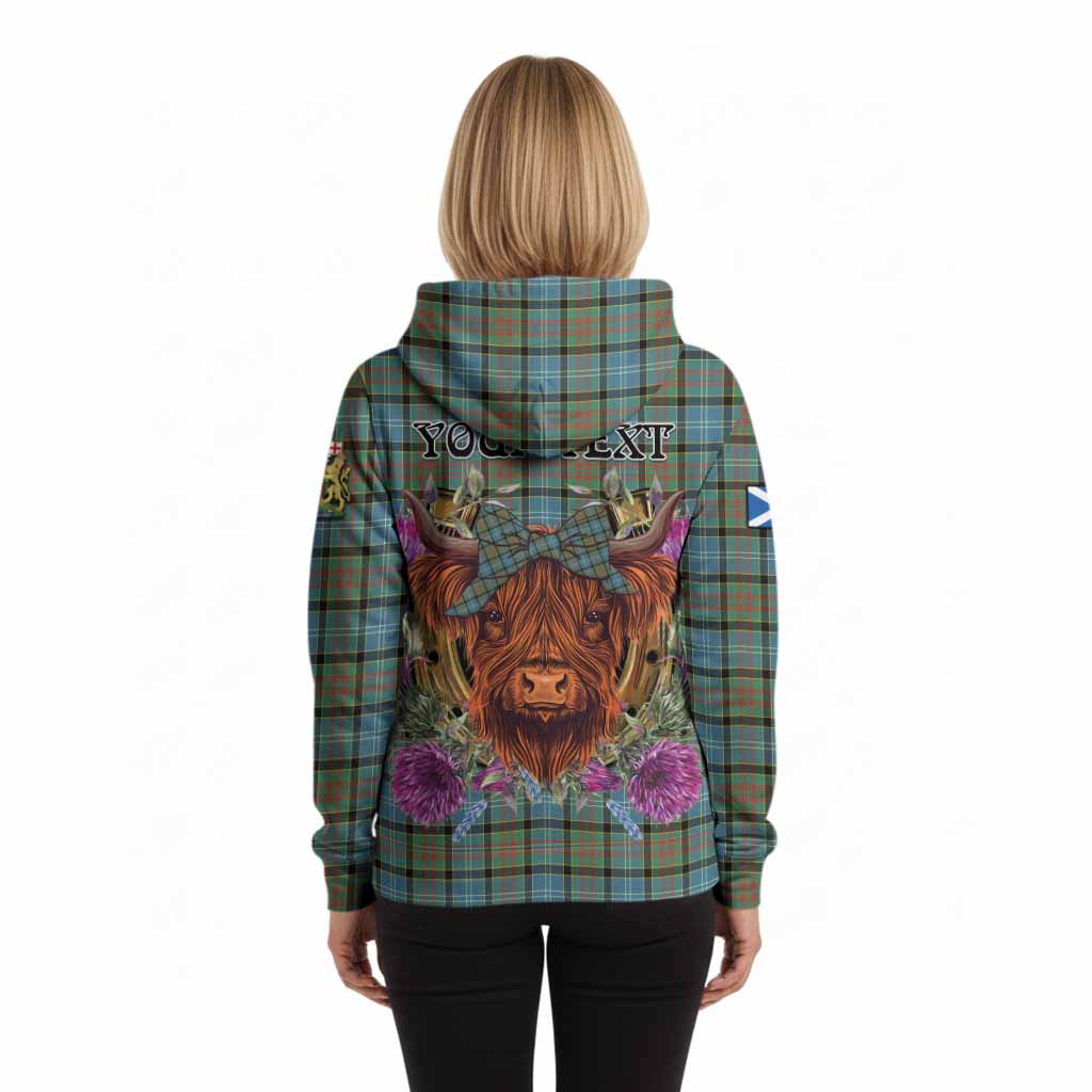 Brisbane Tartan Hoodie Scottish Thistle Heilan Coo