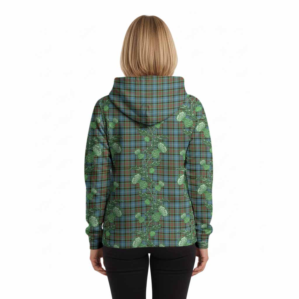 Brisbane Tartan Hoodie Seamless Scottish Thistle Flowers