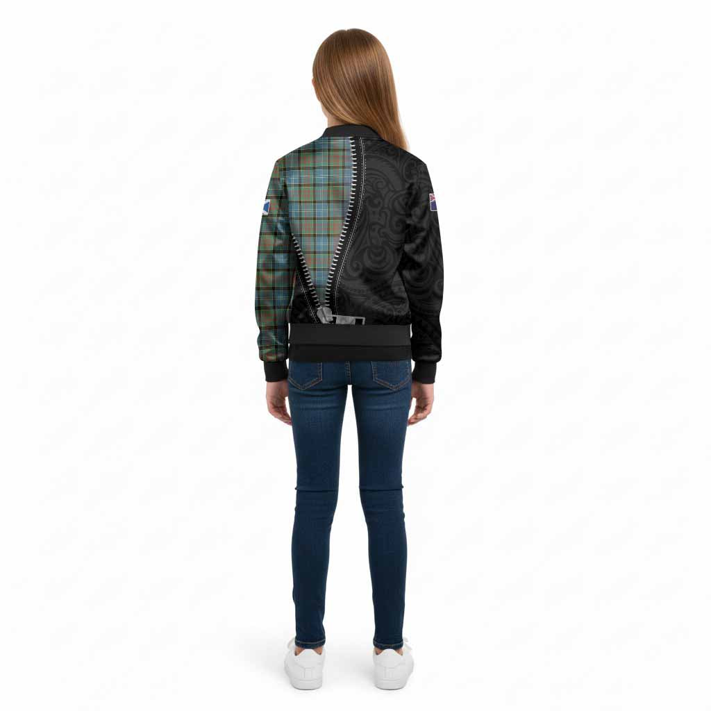 Brisbane Tartan Kid Bomber Jacket New Zealand Pattern Unique Zipper Stylized