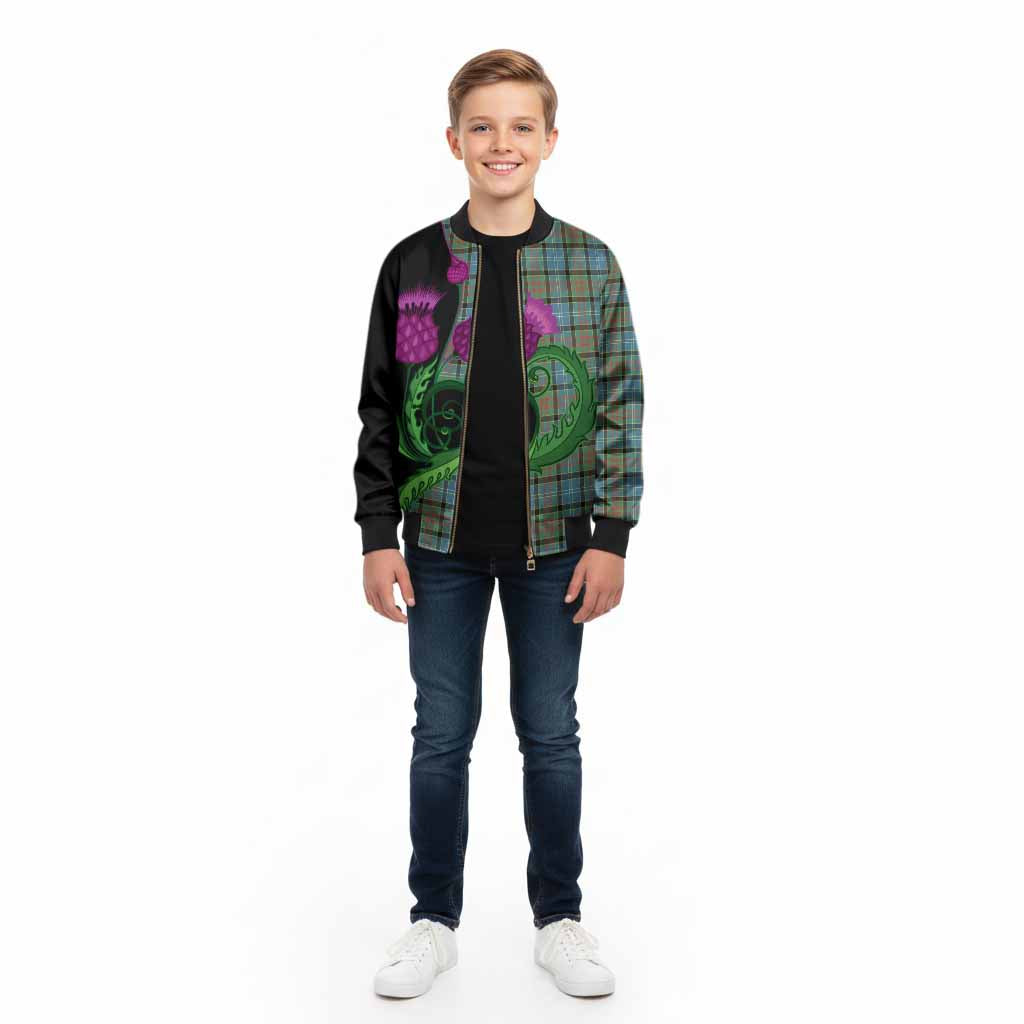 Brisbane Tartan Kid Bomber Jacket Traditional Scottish Thistle