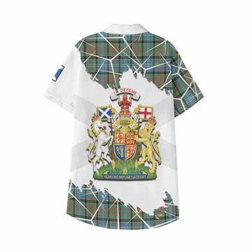 Brisbane Tartan Kid Hawaiian Shirt with Family Crest and Lion Rampant Grunge Style