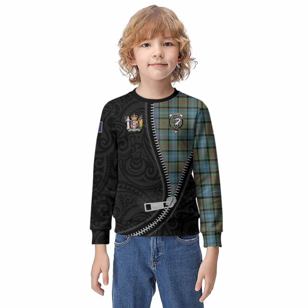 Brisbane Tartan Kid Knitted Sweatshirt New Zealand Pattern Unique Zipper Stylized