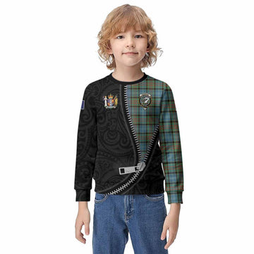 Brisbane Tartan Kid Knitted Sweatshirt New Zealand Pattern Unique Zipper Stylized