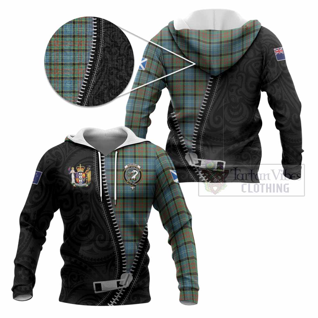 Brisbane Tartan Knitted Hoodie New Zealand Pattern Unique Zipper Stylized