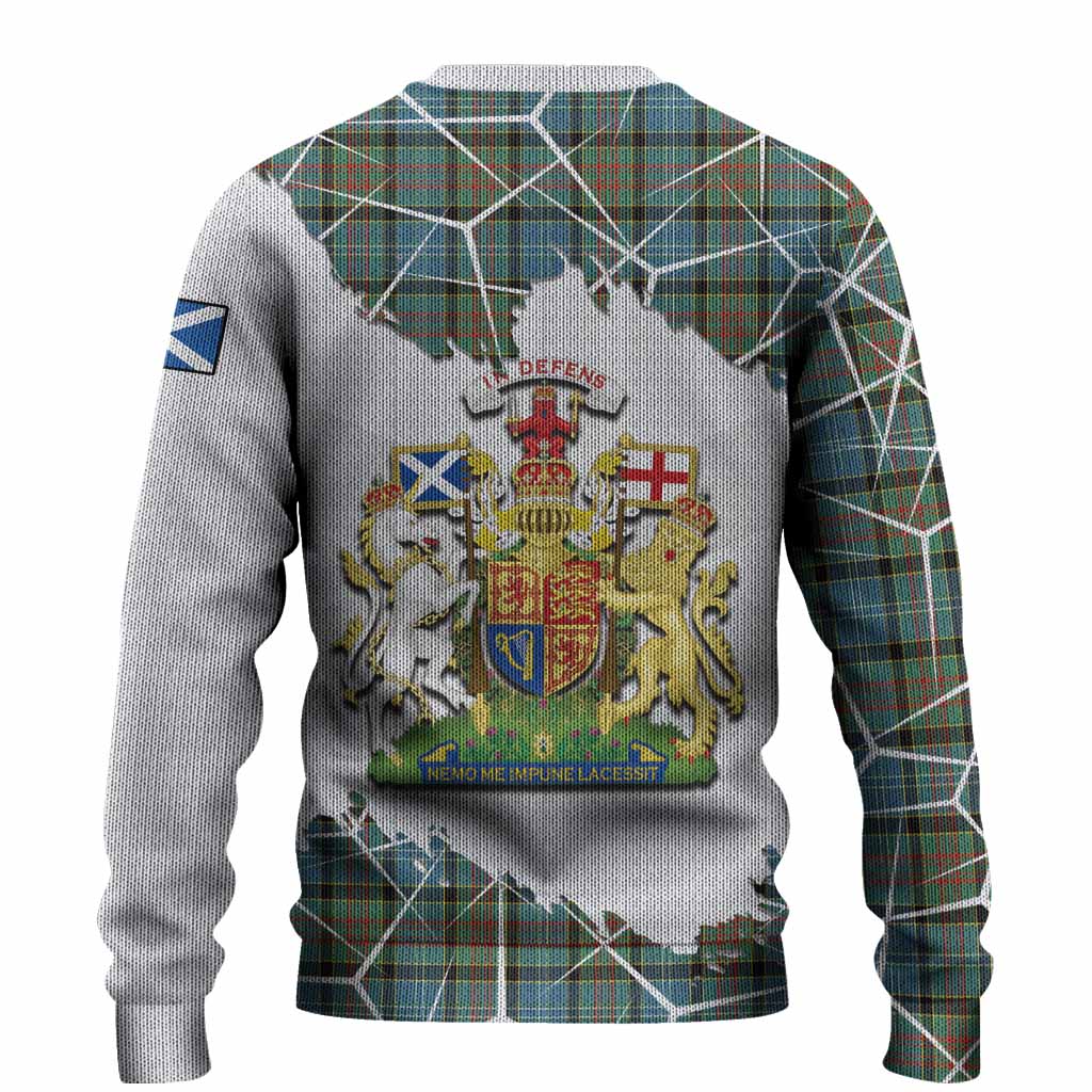 Brisbane Tartan Knitted Sweater with Family Crest and Lion Rampant Grunge Style