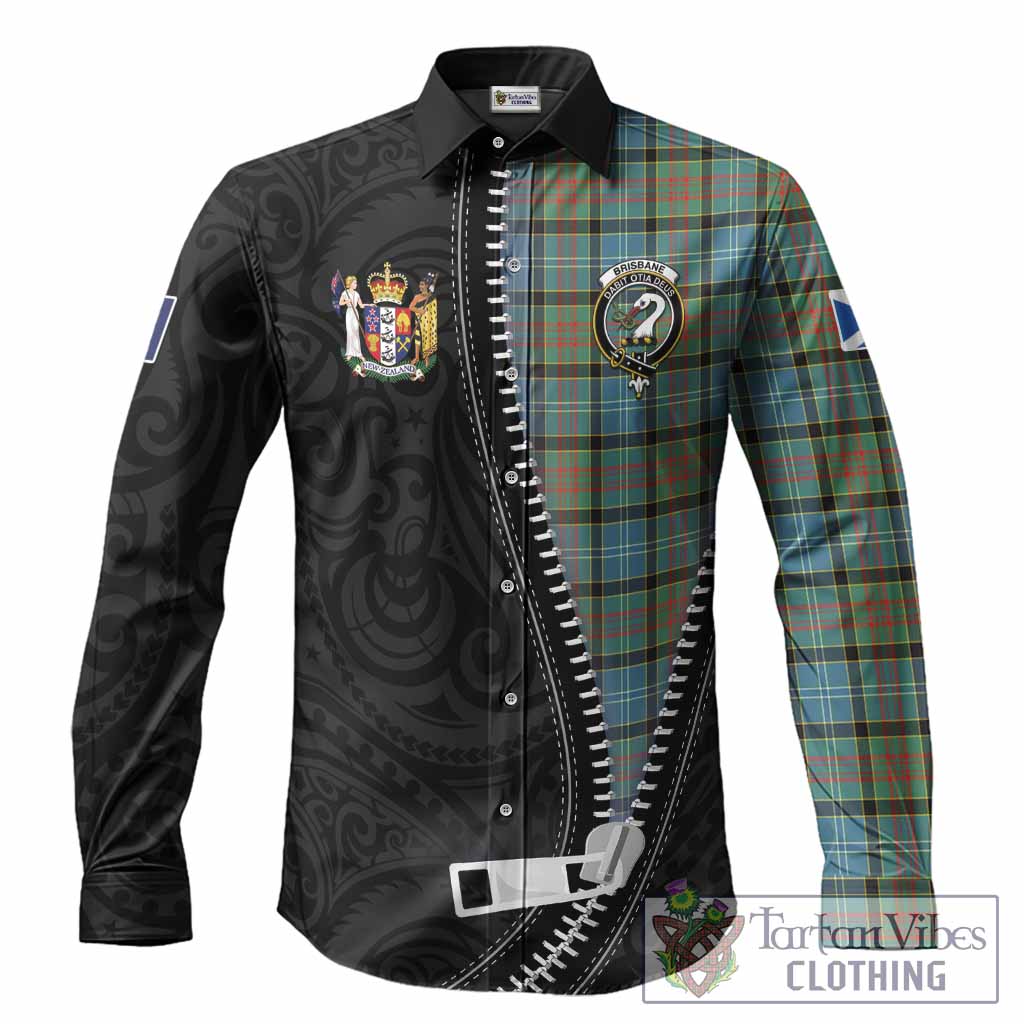 Brisbane Tartan Long Sleeve Button Shirts New Zealand Pattern Unique Zipper Stylized