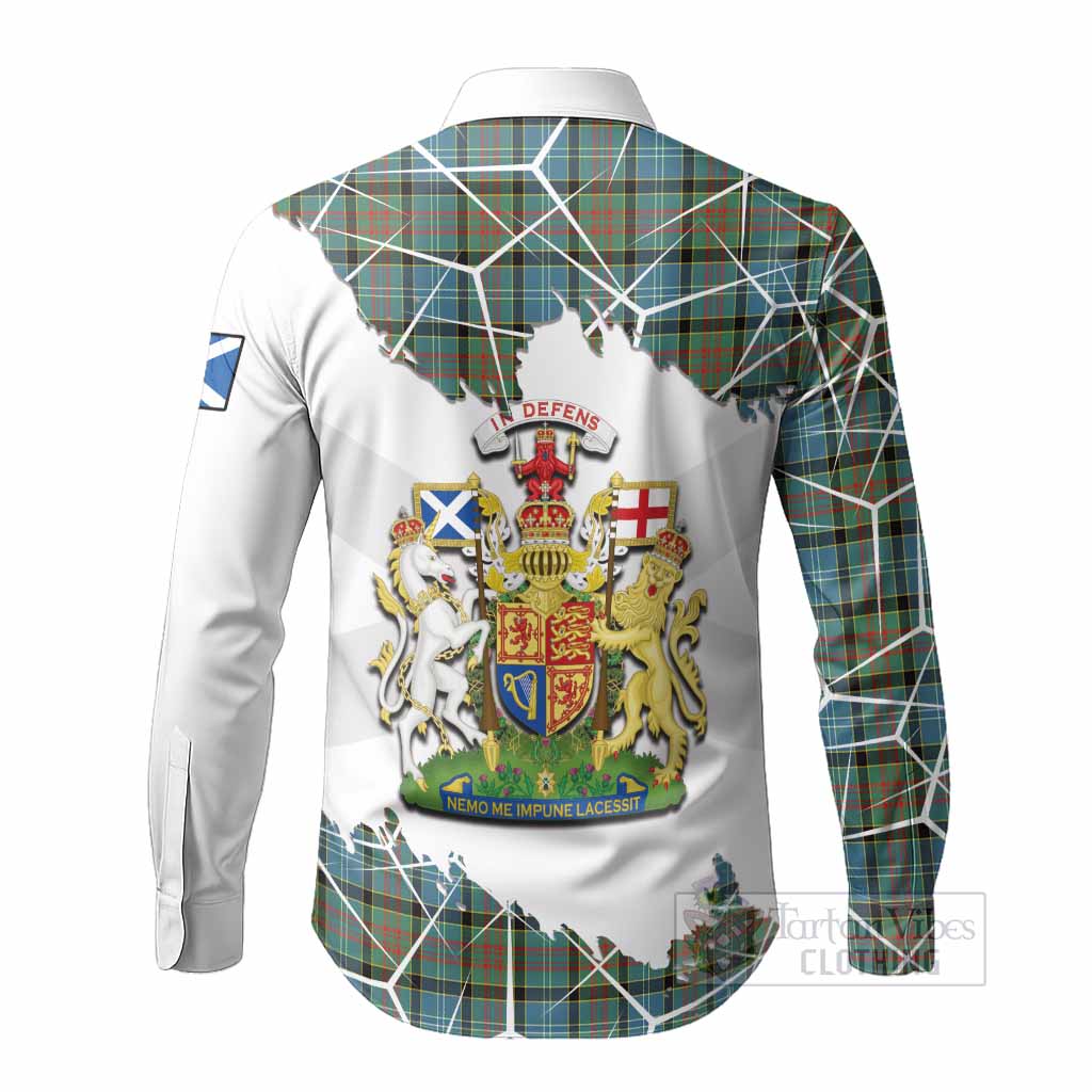 Brisbane Tartan Long Sleeve Button Shirts with Family Crest and Lion Rampant Grunge Style