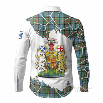 Brisbane Tartan Long Sleeve Button Shirts with Family Crest and Lion Rampant Grunge Style