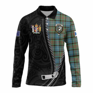 Brisbane Tartan Long Sleeve Polo Shirt New Zealand Pattern Unique Zipper Stylized