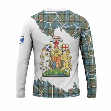 Brisbane Tartan Long Sleeve T-Shirt with Family Crest and Lion Rampant Grunge Style