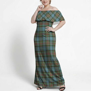 Brisbane Tartan Off Shoulder Ruffle Maxi Dress