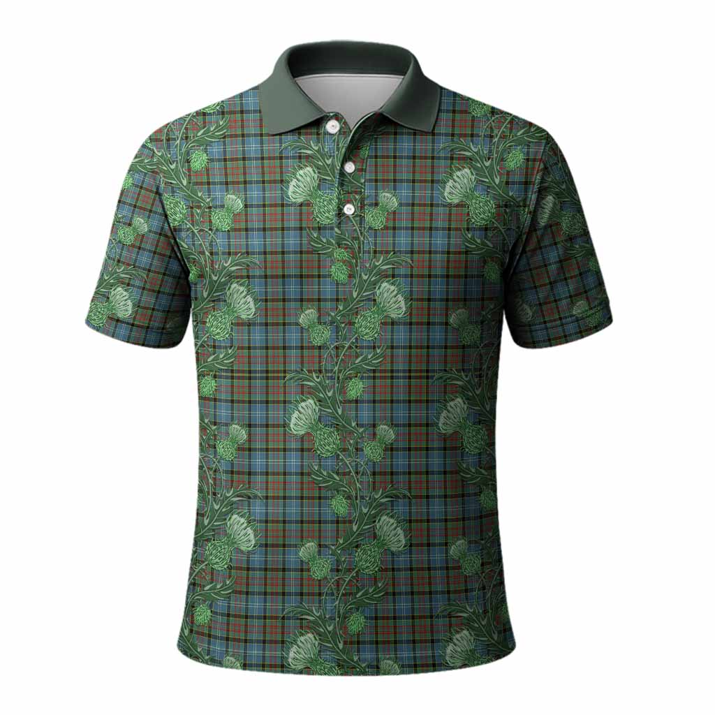 Brisbane Tartan Polo Shirt Seamless Scottish Thistle Flowers