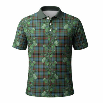 Brisbane Tartan Polo Shirt Seamless Scottish Thistle Flowers