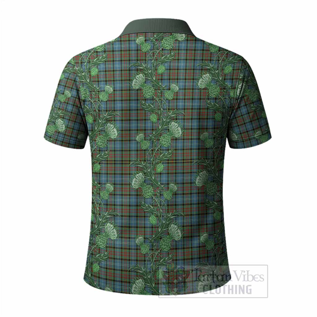 Brisbane Tartan Polo Shirt Seamless Scottish Thistle Flowers