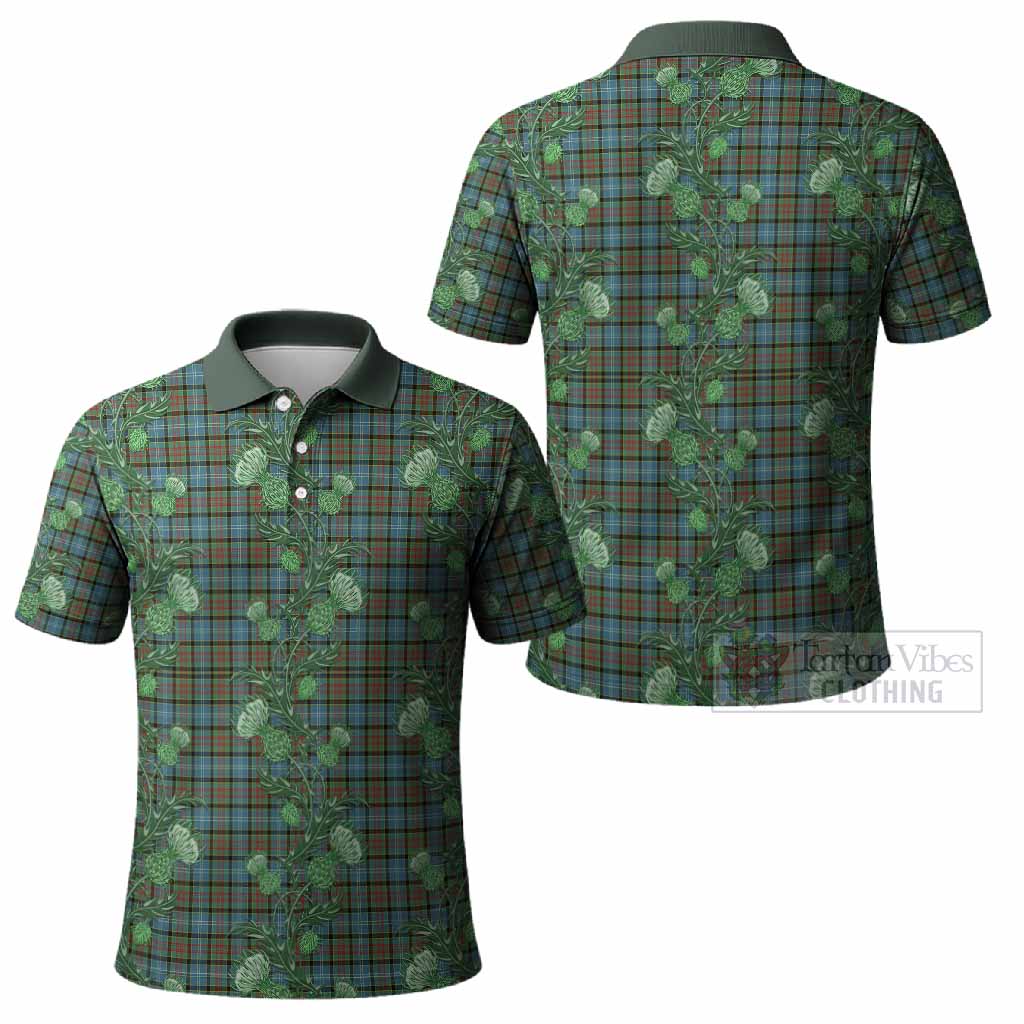 Brisbane Tartan Polo Shirt Seamless Scottish Thistle Flowers