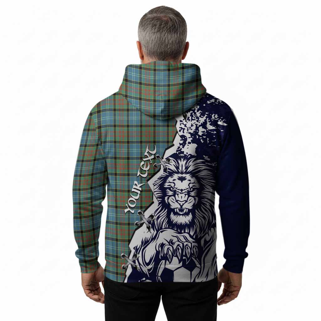Brisbane Tartan Scottish Hoodie Angry Lion With Soccer Ball Style