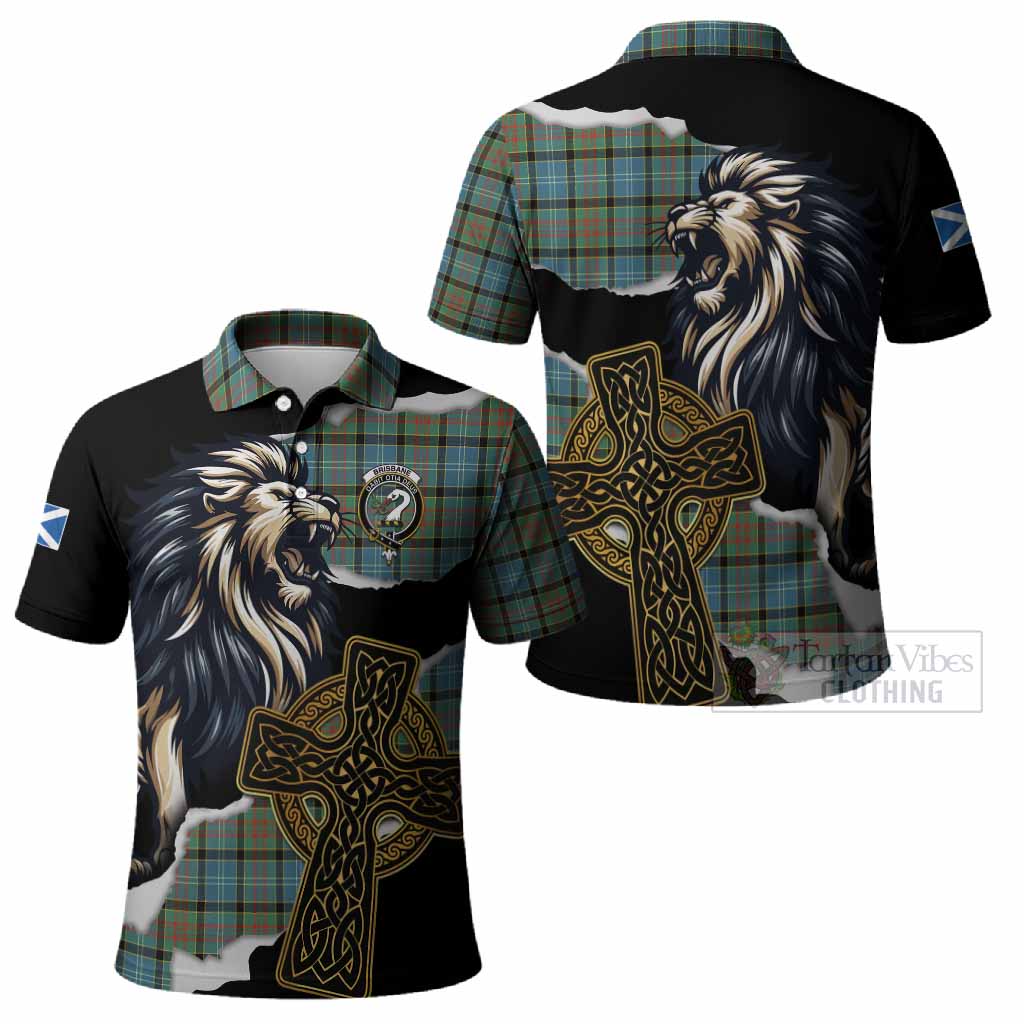 Brisbane Tartan Scottish Polo Shirt Lion Celtic Heritage